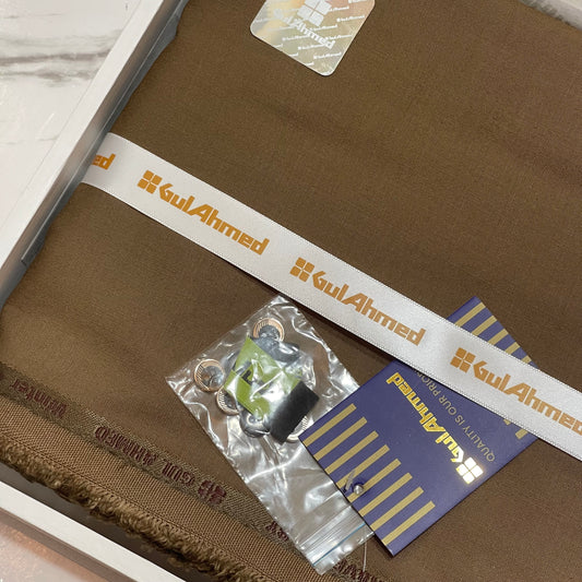 GulAhmed Men’s Gift Box – BROWN Unstitched Wash & Wear Suit