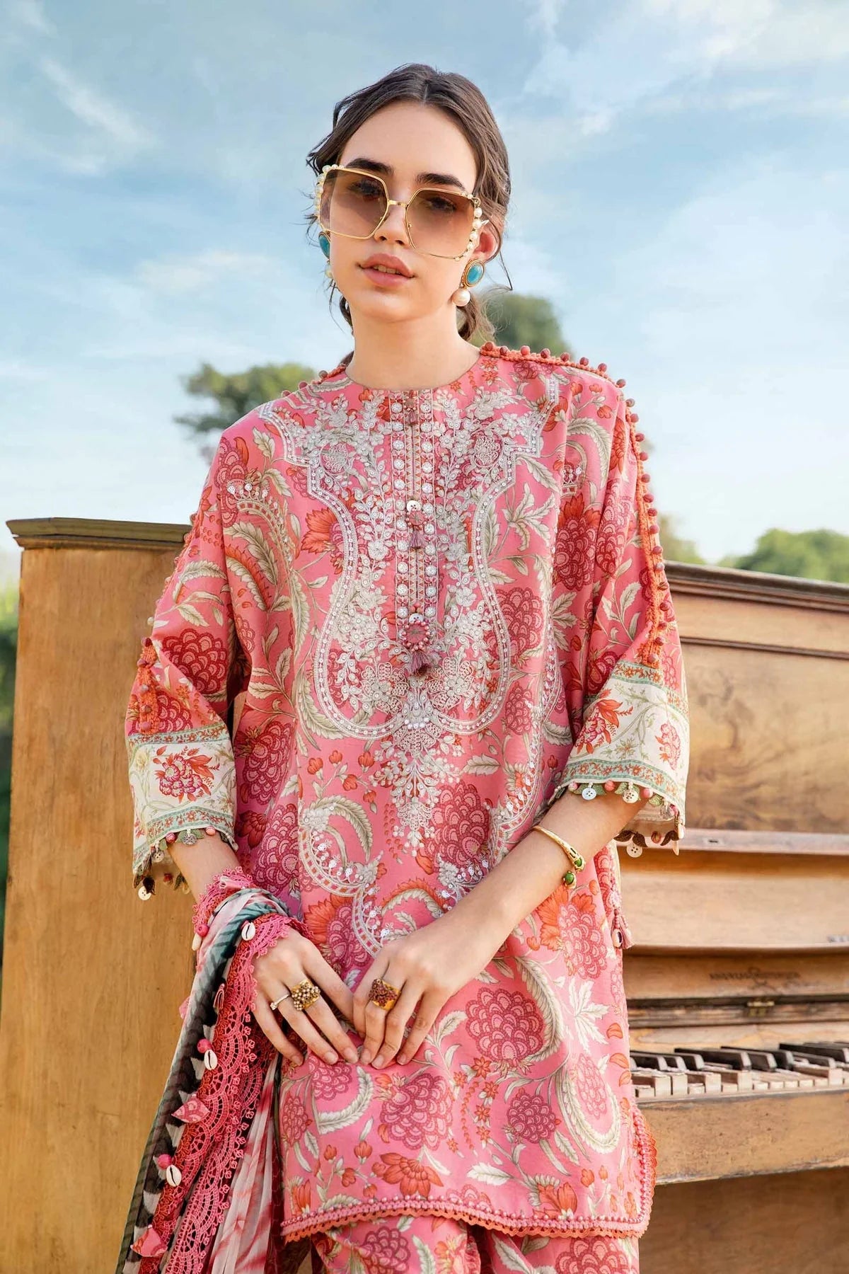 Maria.B UNSTITCHED 3 Piece Embroidered Lawn Suit | MPT-2513-A