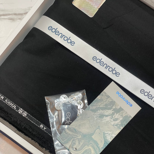 Edenrobe Men’s Gift Box – BLACK Unstitched Wash & Wear Suit