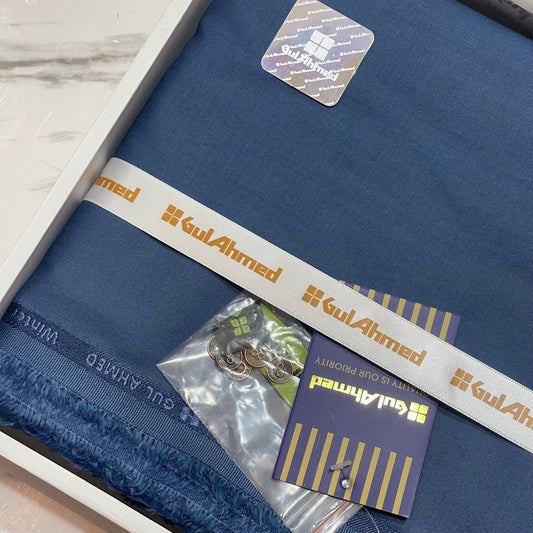 GulAhmed Men’s Gift Box – BLUE Unstitched Wash & Wear Suit