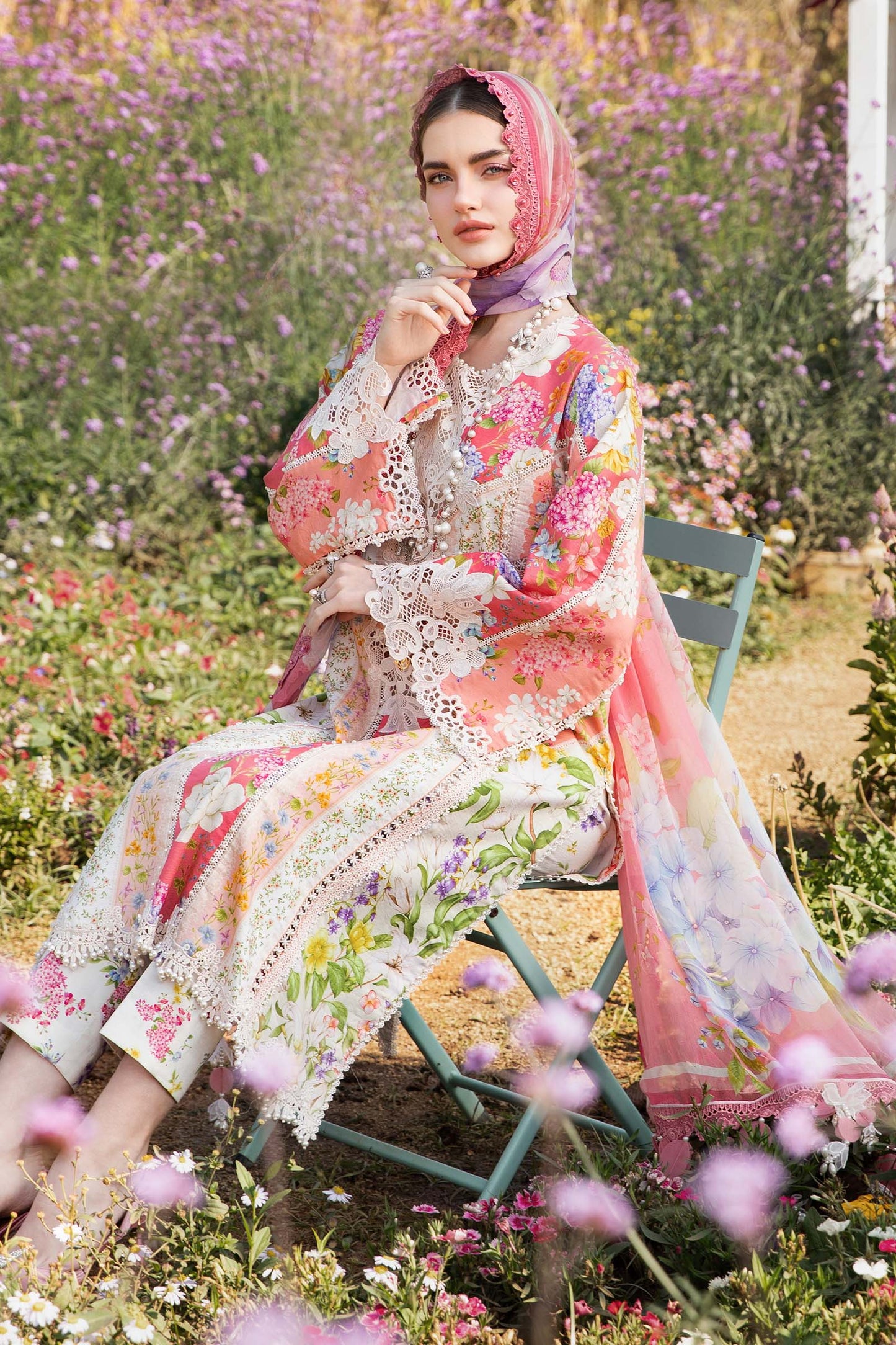 Maria.B UNSTITCHED 3 Piece Embroidered Lawn Suit | MPT-2509-B