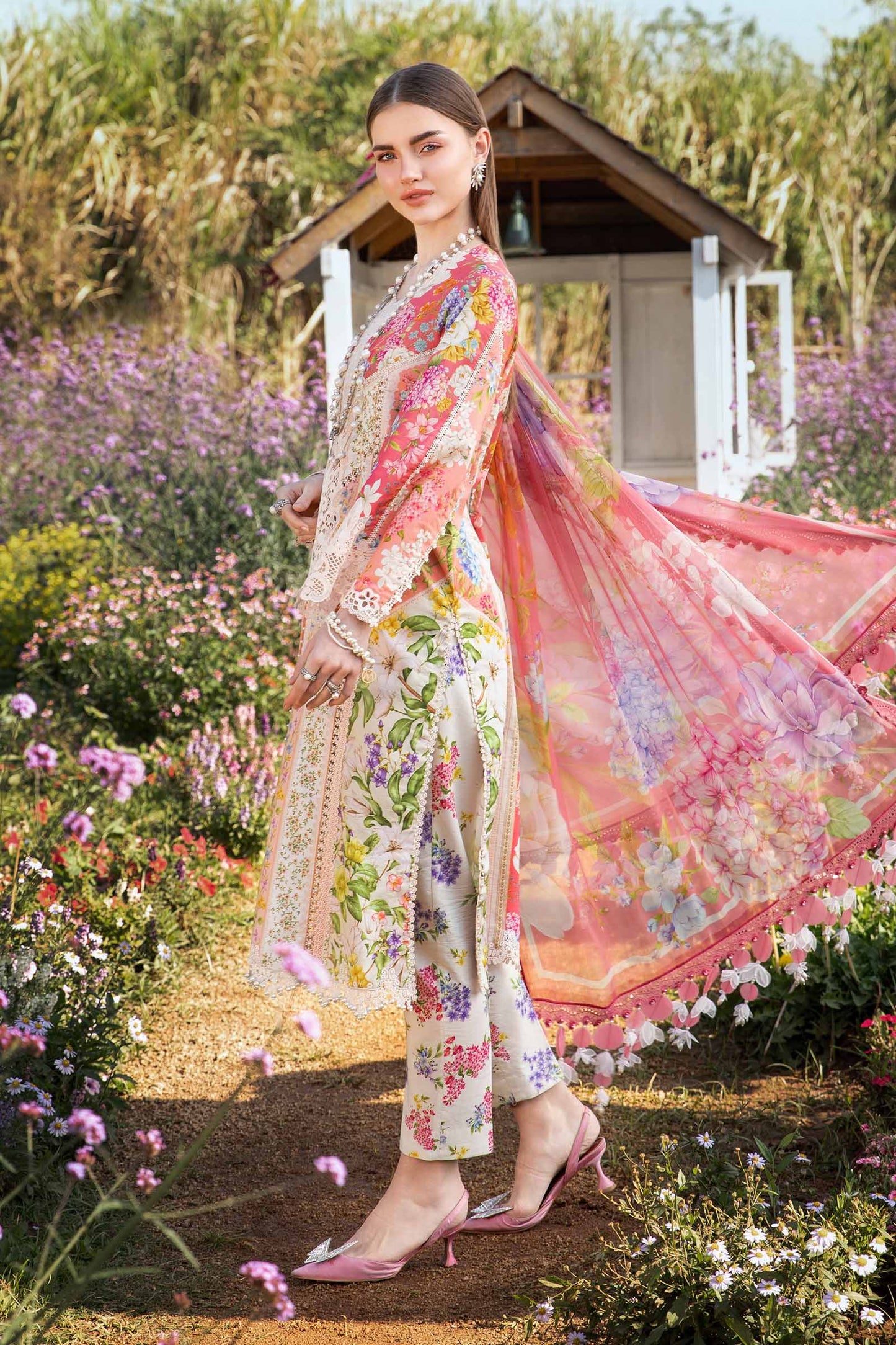 Maria.B UNSTITCHED 3 Piece Embroidered Lawn Suit | MPT-2509-B
