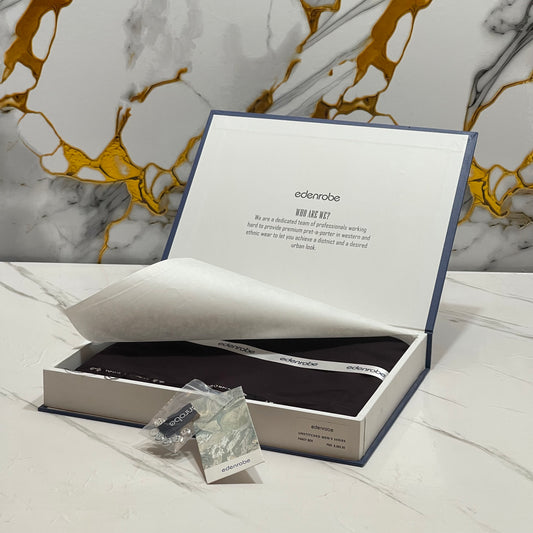 Edenrobe Men’s Gift Box – BURGUNDY Unstitched Wash & Wear Suit