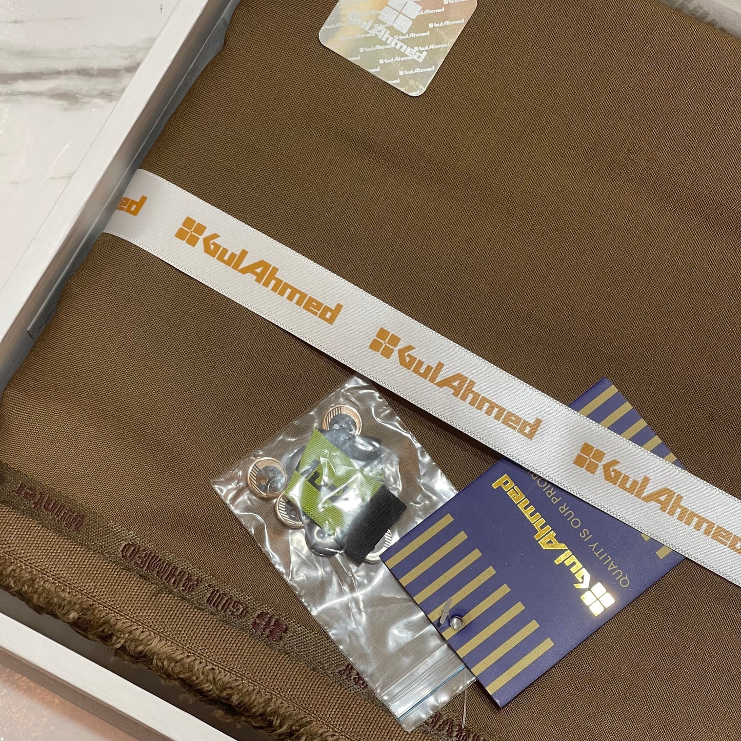 GulAhmed Men’s Gift Box – BROWN Unstitched Wash & Wear Suit