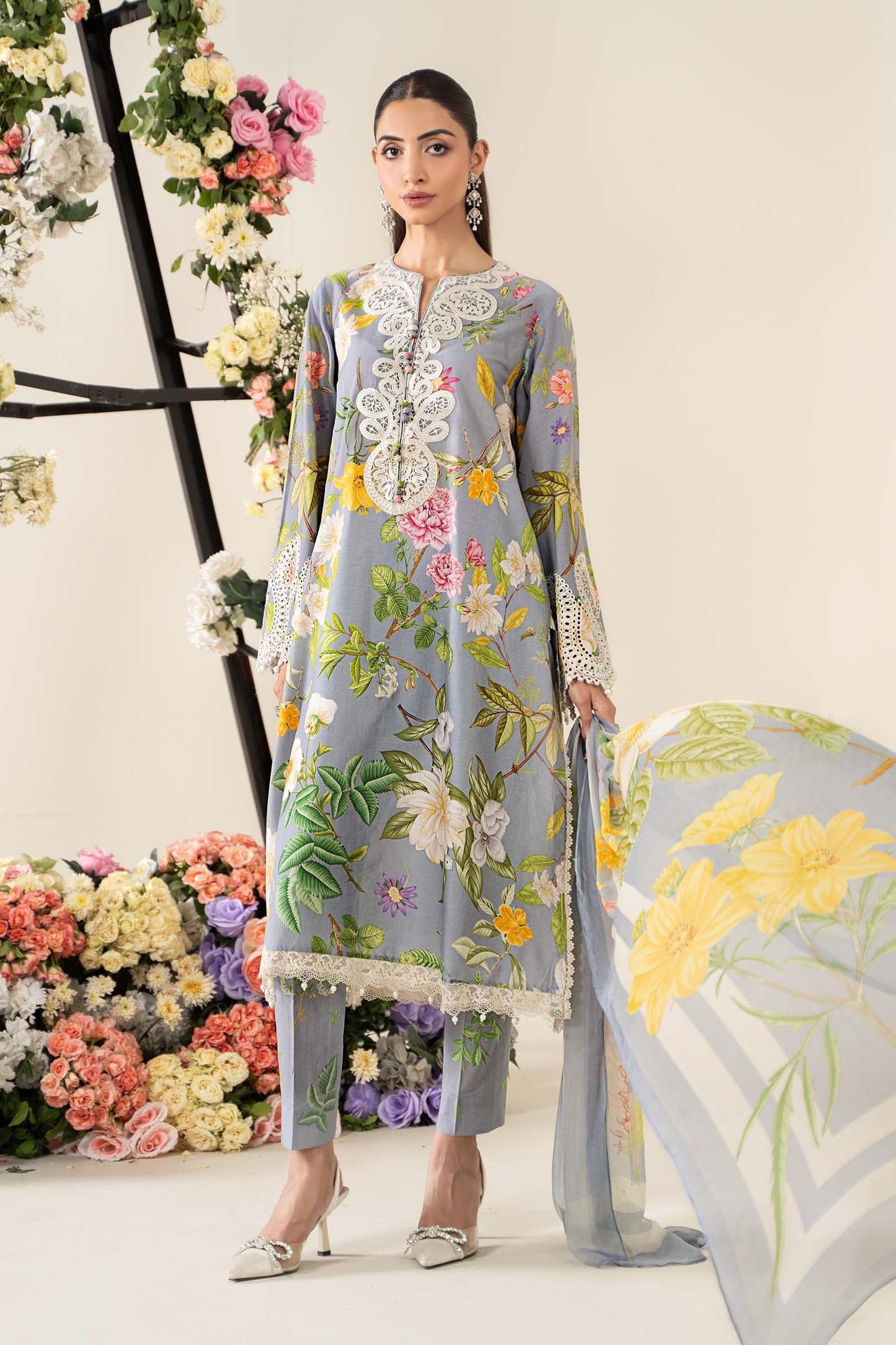 Maria.B UNSTITCHED 3 Piece Embroidered Lawn Suit | MPS-2604-A