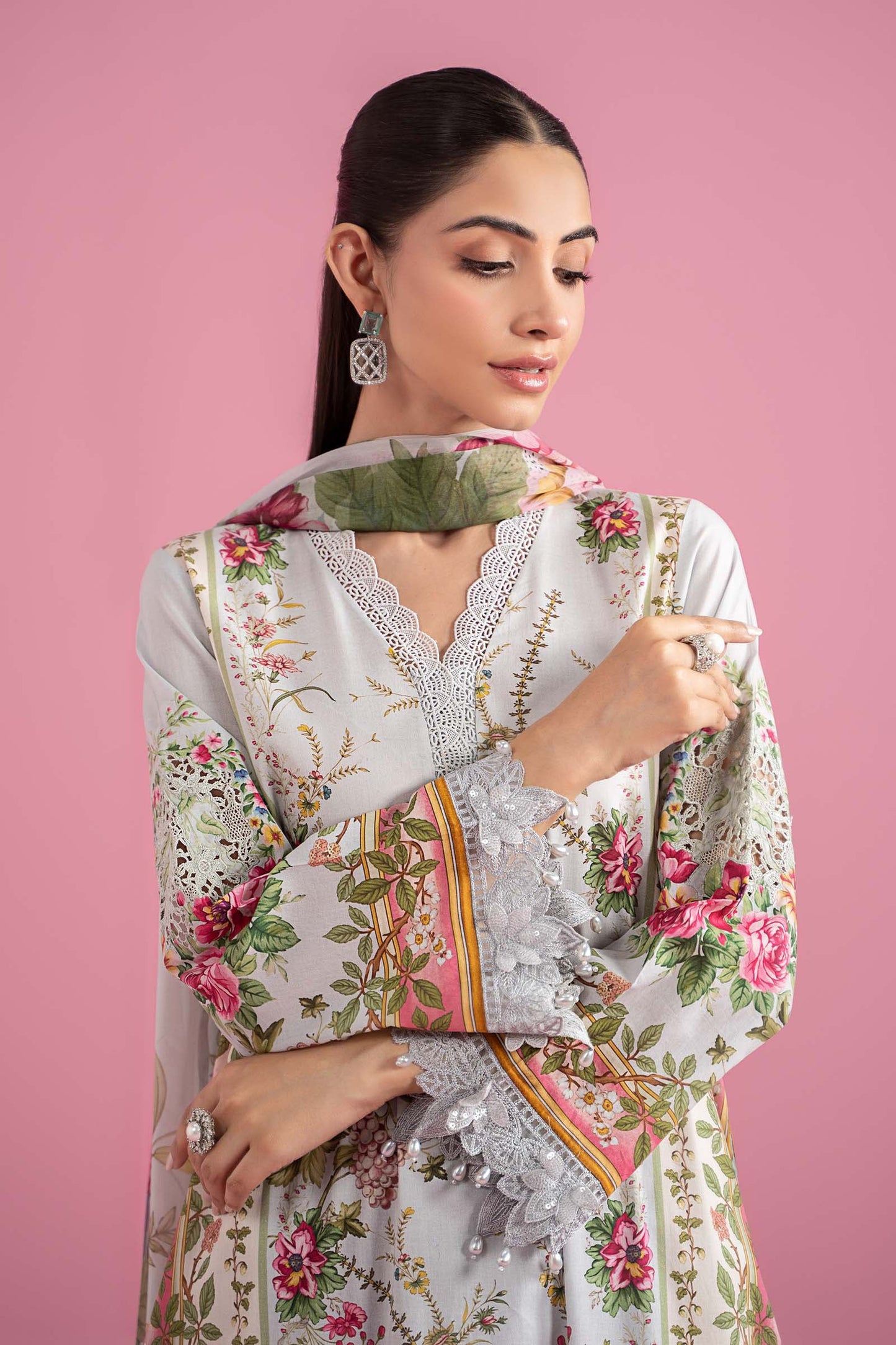 Maria.B UNSTITCHED 3 Piece Embroidered Lawn Suit | MPS-2605-B