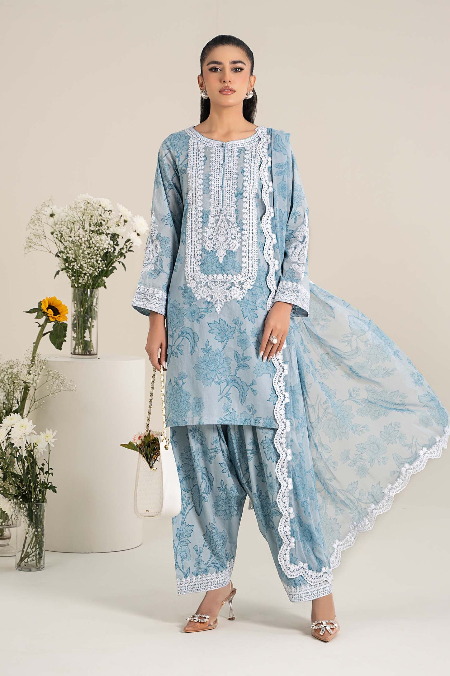 Maria.B UNSTITCHED 3 Piece Embroidered Lawn Suit | DW-EF25
