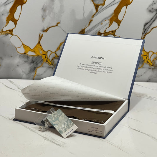 Edenrobe Men’s Gift Box – BROWN Unstitched Wash & Wear Suit