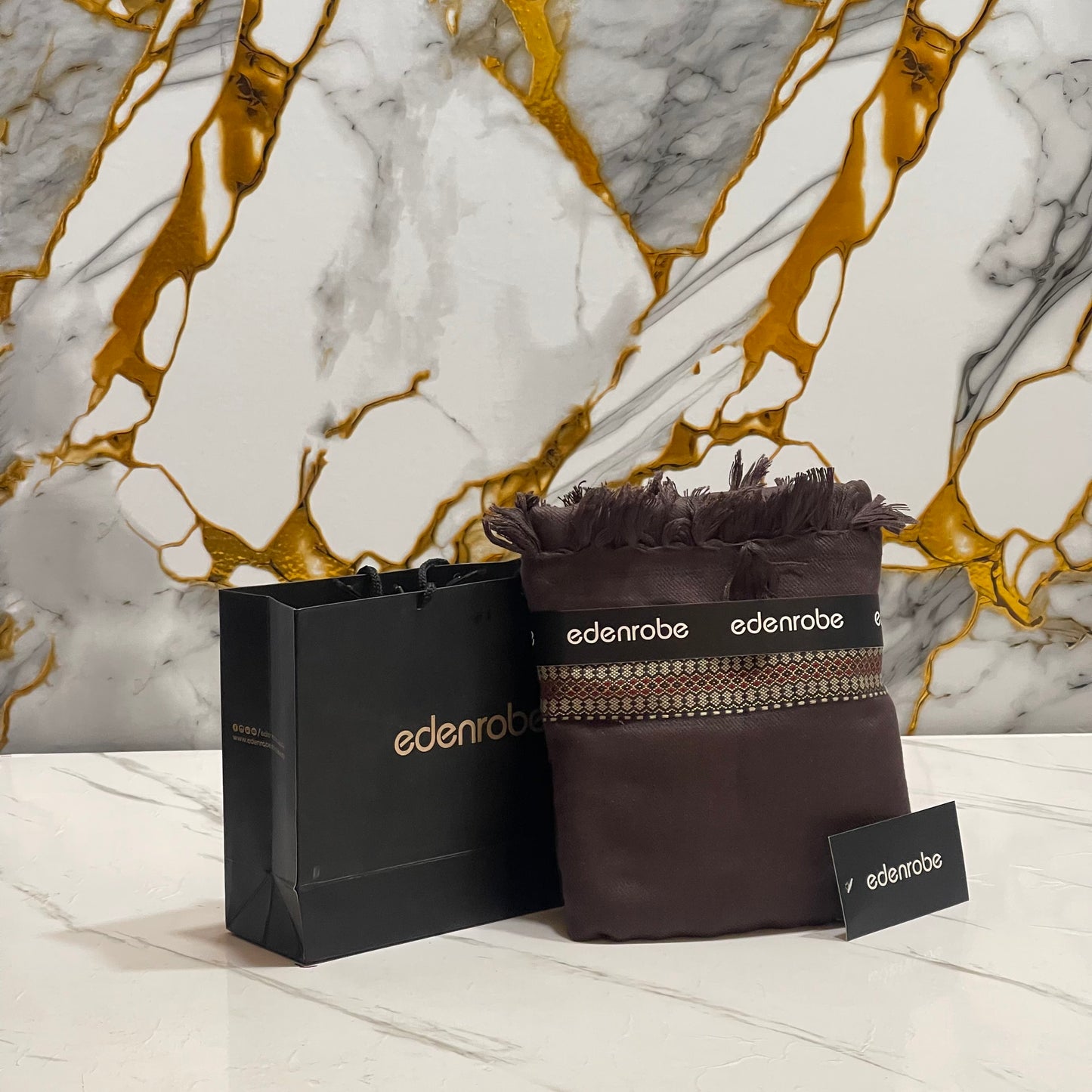 Edenrobe Winter Acrylic Shawl – DARK BROWN