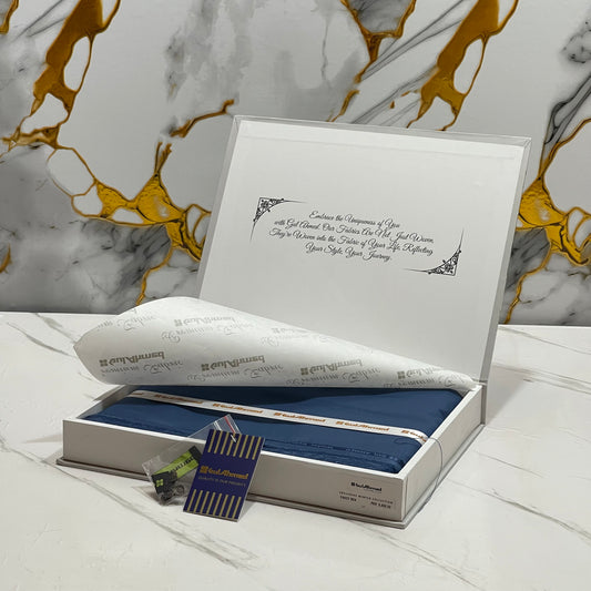 GulAhmed Men’s Gift Box – BLUE Unstitched Wash & Wear Suit