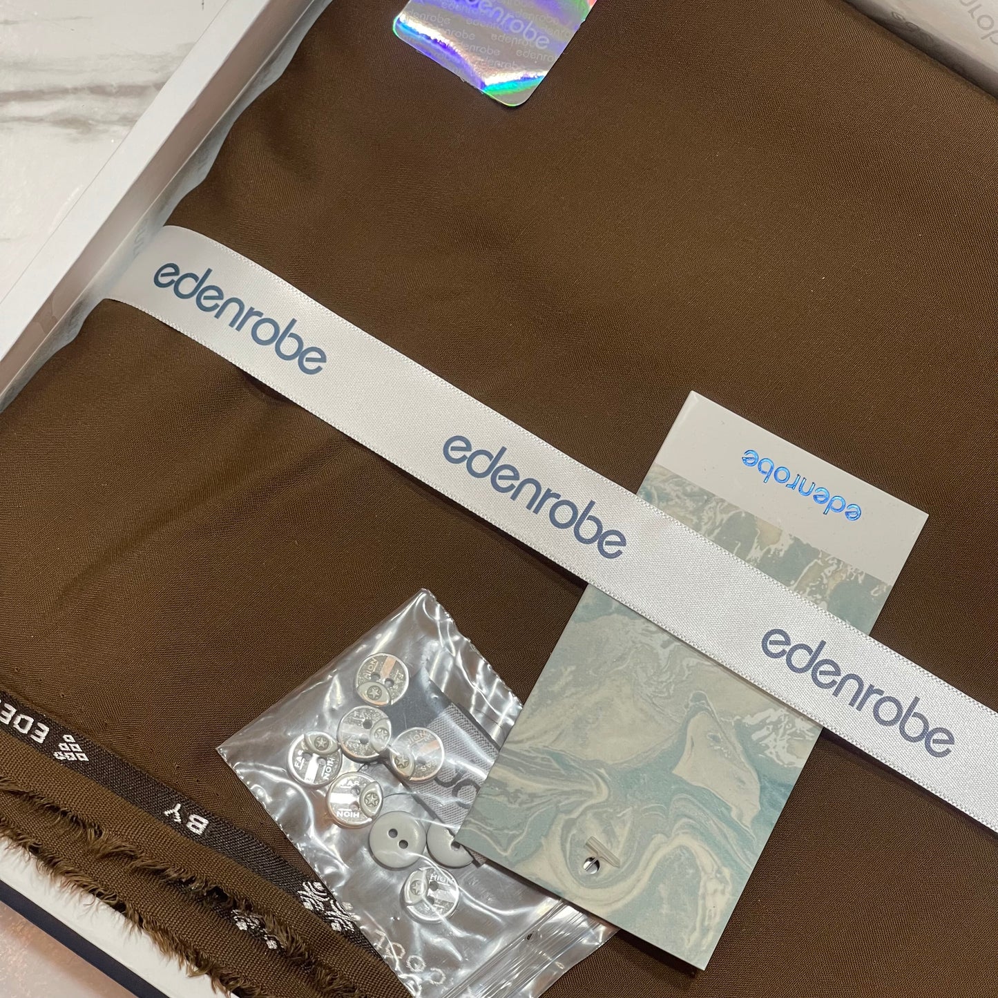 Edenrobe Men’s Gift Box – BROWN Unstitched Wash & Wear Suit