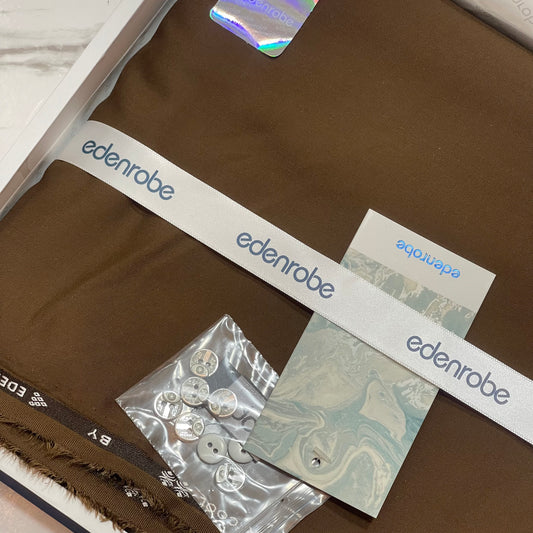 Edenrobe Men’s Gift Box –  LIGHT BROWN Unstitched Wash & Wear Suit