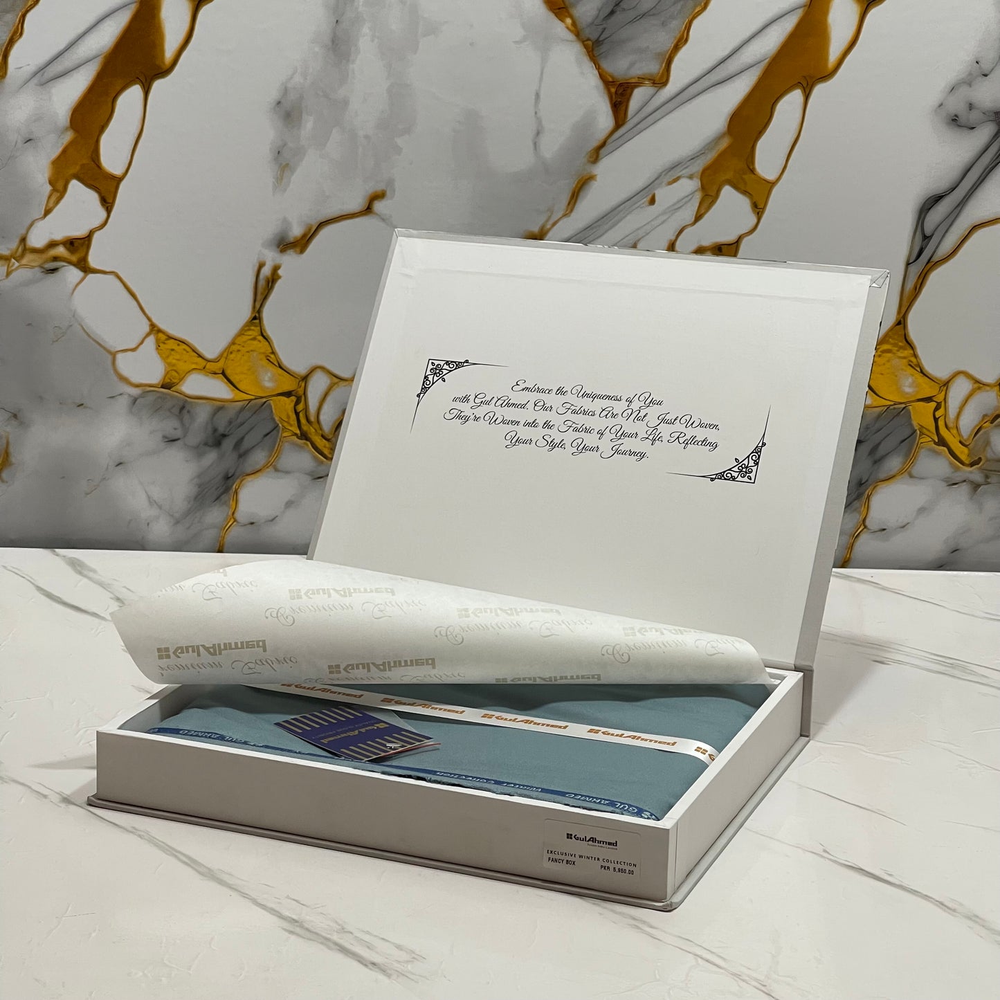 GulAhmed Men’s Gift Box – TEAL Unstitched Wash & Wear Suit