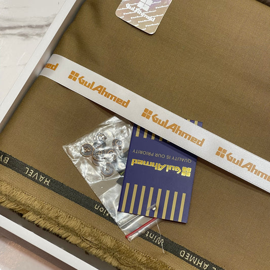 GulAhmed Men’s Gift Box – BEIGE Unstitched Wash & Wear Suit